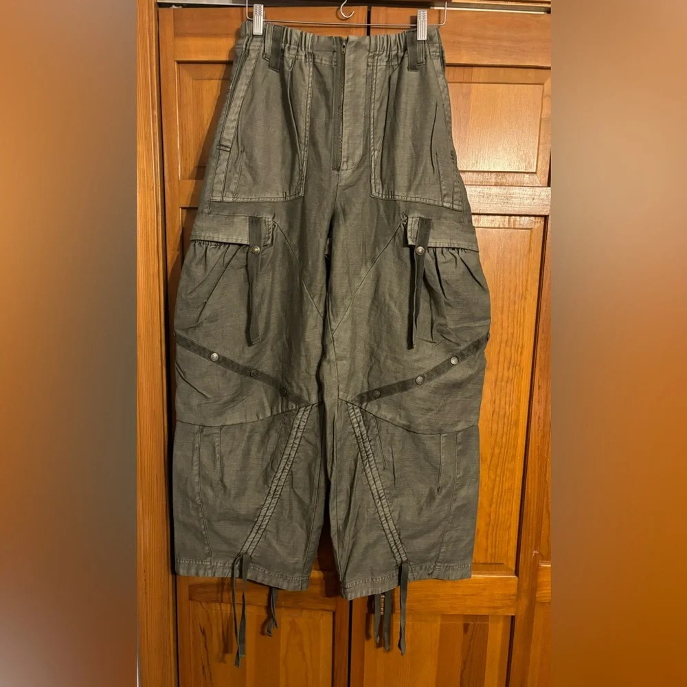 🔥Free People Everglades Utility Barrel Cinch Pants In Mulled Basil We The Free - Picture 5 of 15